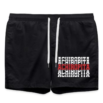 Achiropita stacked text t-shirt - Swim Trunks - black - Front - AI Model Male 185 light (185cm)