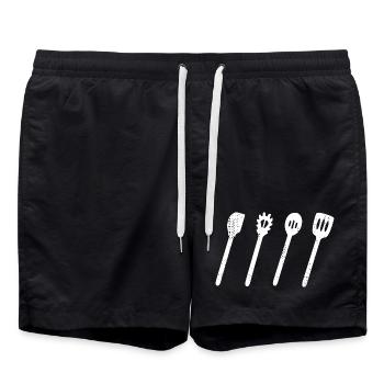 Wooden Spoon Set Drawing - Swim Trunks - black - Front - AI Model Male 185 light (185cm)