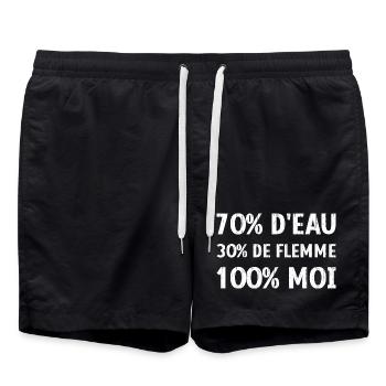 70% d'eau 30% de flemme 100% moi Humour Paresse - Short de bain - noir - Devant - AI Model Male 185 light (185cm)