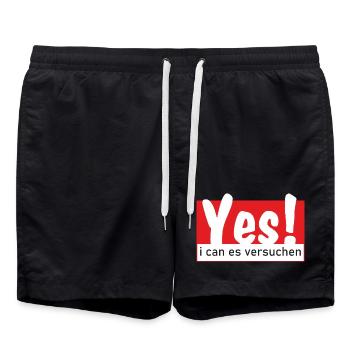 Yes i can es versuchen - Badeshorts - Schwarz - Vorne - AI Model Male 185 light (185cm)