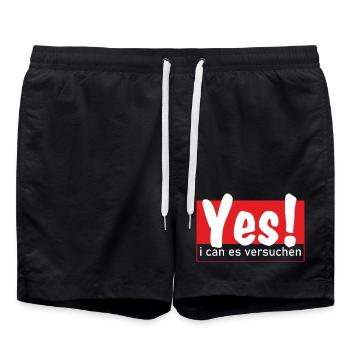 Yes i can es versuchen! - Badeshorts - Schwarz - Vorne - AI Model Male 185 light (185cm)