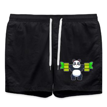 Panda Bodybuilder Barbell Bodybuilding - Short de bain - noir - Devant - AI Model Male 185 light (185cm)