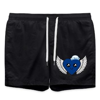 maritim blau Junge Seemann Matrose Seefahrer Herz - Badeshorts - Schwarz - Vorne - AI Model Male 185 light (185cm)