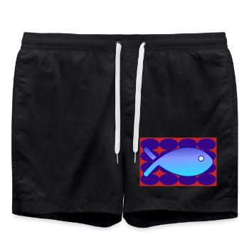 SARDINE. FISCH. APRILSCHERZ. OSTERN. MEER - Badeshorts - Schwarz - Vorne - AI Model Male 185 light (185cm)