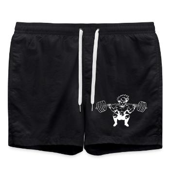 Anime Strength Training Dumbbell Lifter - Swim Trunks - black - Front - AI Model Male 185 light (185cm)