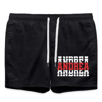 T-Shirt Andrea T-Shirt Geschenkidee gestapelter Text - Badeshorts - Schwarz - Vorne - AI Model Male 185 light (185cm)