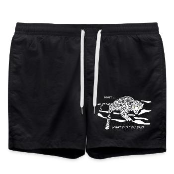 Leopard Awakened : Qu’avez-vous dit ? - Short de bain - noir - Devant - AI Model Male 185 light (185cm)