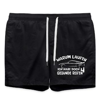 Warum laufen? Ich habe doch 4 gesunde Reifen? - Badeshorts - Schwarz - Vorne - AI Model Male 185 light (185cm)