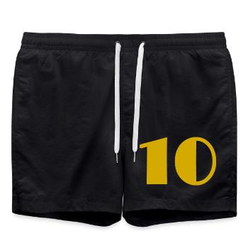 10. 10 JAHRE. 10-JÄHRIGES JUBILÄUM. 10-JÄHRIGES JUBILÄUM. - Badeshorts - Schwarz - Vorne - AI Model Male 185 light (185cm)