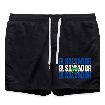Flagge von El Salvador, salvadorianischer Stolz - Badeshorts - Schwarz - Vorne - AI Model Male 185 light (185cm)