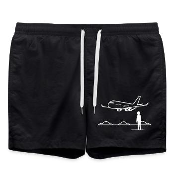 Observateur d’avions - Short de bain - noir - Devant - AI Model Male 185 light (185cm)