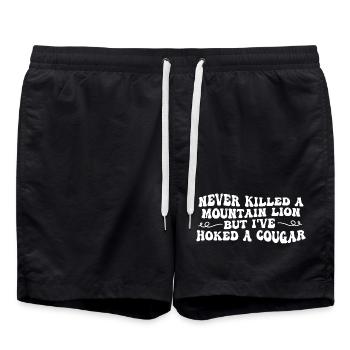 Never killed a mountain lion but i've hoked a coug - Short de bain - noir - Devant - AI Model Male 185 light (185cm)