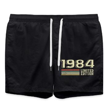 Born in 1984 Birthday 1984 Vintage 1984 - Swim Trunks - black - Front - AI Model Male 185 light (185cm)
