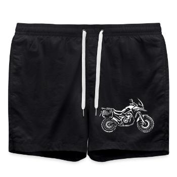 Travel Enduro Motorcycle - Biker Tour Symbol - Swim Trunks - black - Front - AI Model Male 185 light (185cm)