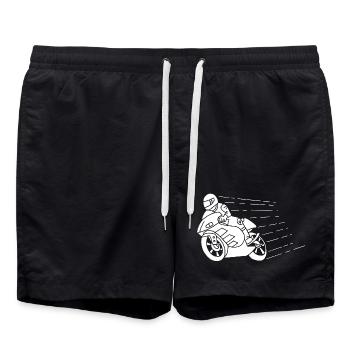 White biker and speed - Swim Trunks - black - Front - AI Model Male 185 light (185cm)