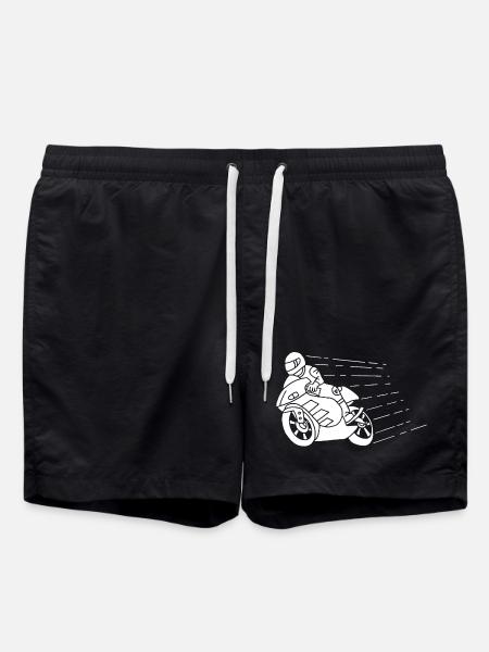 White biker and speed - Swim Trunks - black