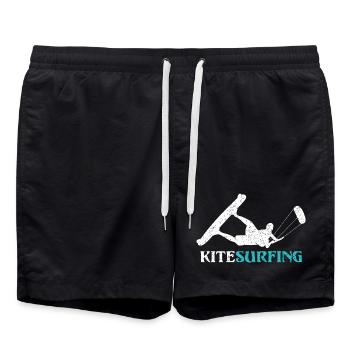 Ride the Wind – Kitesurf Style - Swim Trunks - black - Front - AI Model Male 185 light (185cm)