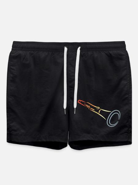 Clarinet Drawing - Swim Trunks - black