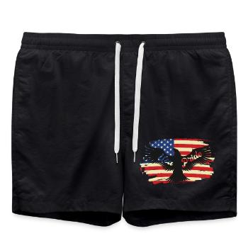 Aigle de la fierté américaine sur le drapeau - Short de bain - noir - Devant - AI Model Male 185 light (185cm)