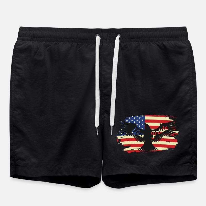 Amerikanische Pride-Eagle auf Flagge - Badeshorts - Schwarz