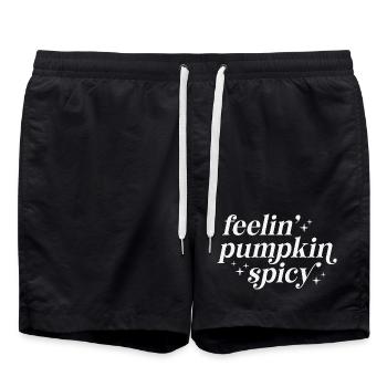 Sentiments de citrouille épicée Typographie - Short de bain - noir - Devant - AI Model Male 185 light (185cm)