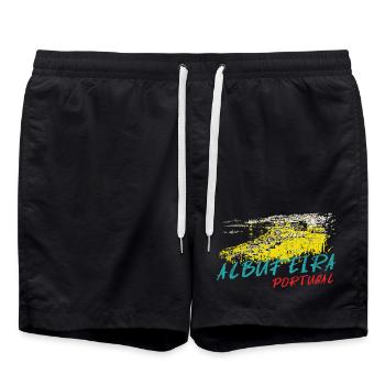 Illustration Albufeira Praia dos Barcos - Badeshorts - Schwarz - Vorne - AI Model Male 185 light (185cm)