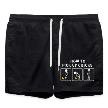 How to Pickup Chicks - Swim Trunks - black - Front - AI Model Male 185 light (185cm)