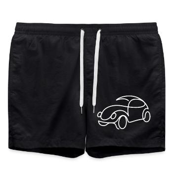 Retro Auto Skizze – schlichtes Oldtimer Motiv - Badeshorts - Schwarz - Vorne - AI Model Male 185 light (185cm)