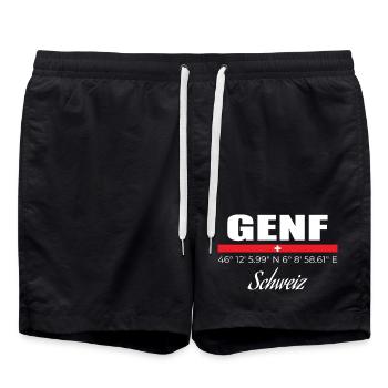 Genf - Badeshorts - Schwarz - Vorne - AI Model Male 185 light (185cm)