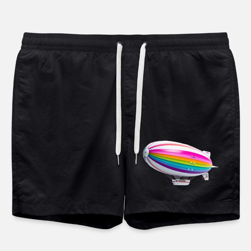 Regenbogen Zeppelin Druck - Badeshorts - Schwarz