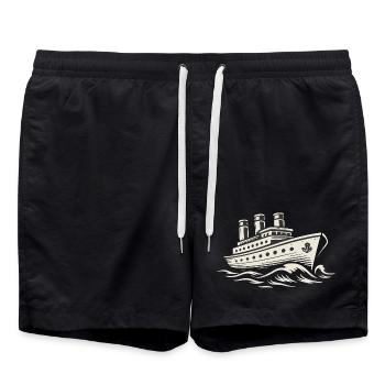 Vintage Linienschiff auf tosenden Wellen - Badeshorts - Schwarz - Vorne - AI Model Male 185 light (185cm)