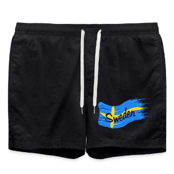 Drapeau suédois - Short de bain - noir - Devant - AI Model Male 185 light (185cm)