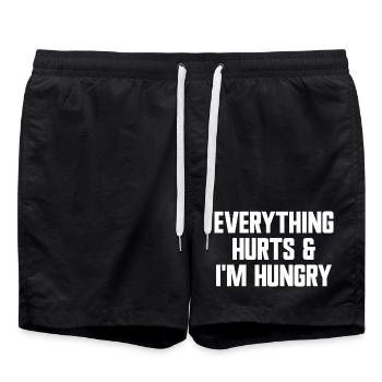 Tout me fait mal et j’ai faim. Fun Workou - Short de bain - noir - Devant - AI Model Male 185 light (185cm)