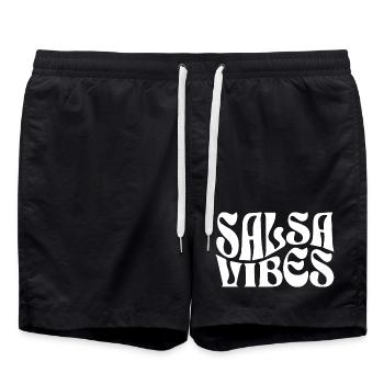 Salsa Vibes Retro Typografie - Badeshorts - Schwarz - Vorne - AI Model Male 185 light (185cm)