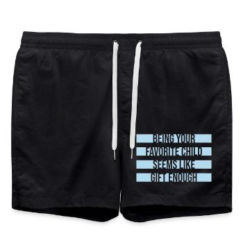 Being Your Favorite Child Seems Like Gift Enough - Swim Trunks - black - Front - AI Model Male 185 light (185cm)