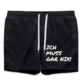 ich muss garnix - Badeshorts - Schwarz - Vorne - AI Model Male 185 light (185cm)