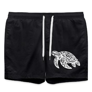 Tribal Magie – Schildkröte aus Ornamenten - Badeshorts - Schwarz - Vorne - AI Model Male 185 light (185cm)
