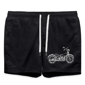 Moto vintage détaillée au look rétro - Short de bain - noir - Devant - AI Model Male 185 light (185cm)