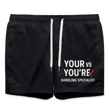 Grammaire Oxford Virgule Règles de la langue - Short de bain - noir - Devant - AI Model Male 185 light (185cm)
