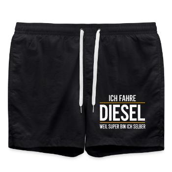 Ich fahre Diesel, weil Super bin ich selber  - Badeshorts - Schwarz - Vorne - AI Model Male 185 light (185cm)