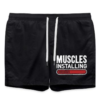 Muscles Installing Fortschrittsbalken Fitness Gym - Badeshorts - Schwarz - Vorne - AI Model Male 185 light (185cm)