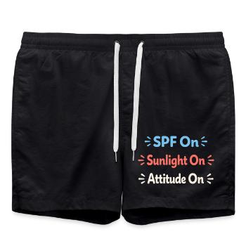 Spf Culture Identity Skin Care Humor - Swim Trunks - black - Front - AI Model Male 185 light (185cm)