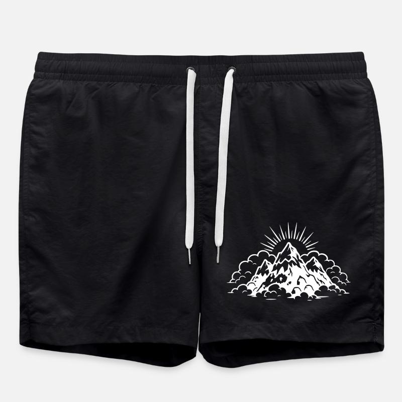 Mountains Landscape Icon - Swim Trunks - black