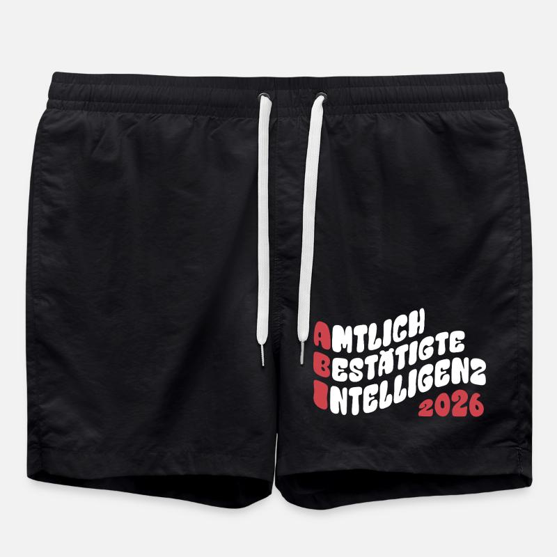 Abi 2026 - Abitur - Retro Flow Style Geschenk - Badeshorts - Schwarz