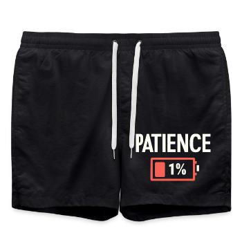 Geduld 1% Niedriger Akku Lustiger Sarkasmus - Badeshorts - Schwarz - Vorne - AI Model Male 185 light (185cm)