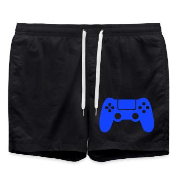 Blue Gaming Controller Silhouette - Swim Trunks - black - Front - AI Model Male 185 light (185cm)