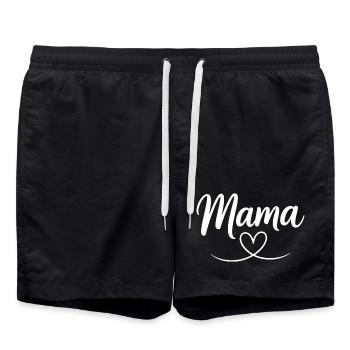 Mama Heart Script - Swim Trunks - black - Front - AI Model Male 185 light (185cm)