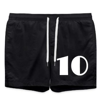 10. 10 YEARS. 10th ANNIVERSARY. 10 YEAR ANNIVERSARY. - Swim Trunks - black - Front - AI Model Male 185 light (185cm)