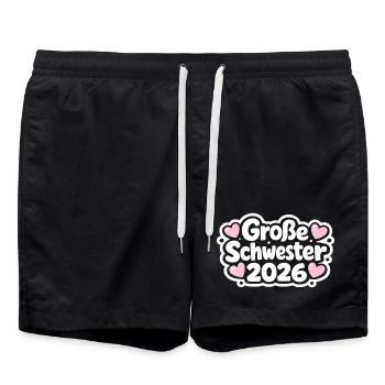 Große Schwester 2026 Kein Einzelkind Mehr - Badeshorts - Schwarz - Vorne - AI Model Male 185 light (185cm)