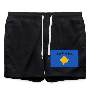 Kosovo-Flagge - Badeshorts - Schwarz - Vorne - AI Model Male 185 light (185cm)